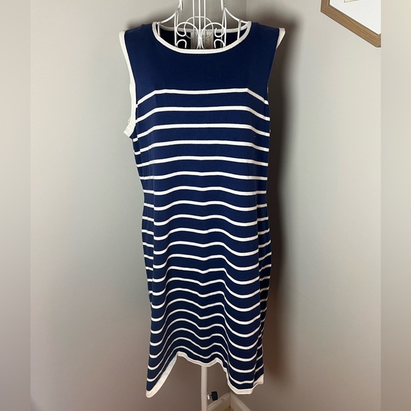 Sail To Sable Cotton Knit Tank Dress Blue Stripe Size XL Nautical Coastal Chic - Picture 1 of 7